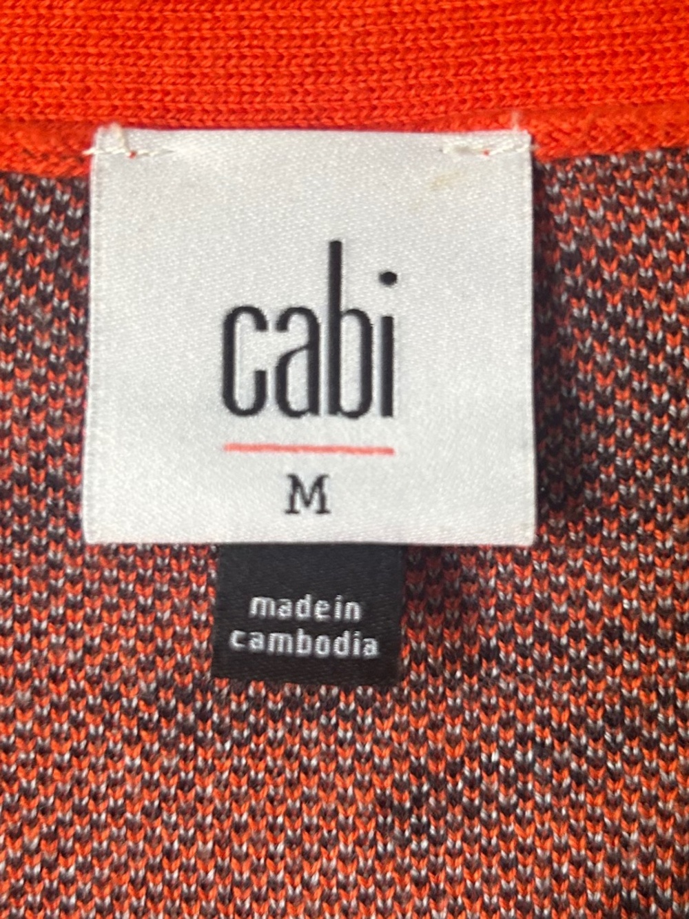 CABI Bloom Cardigan Floral Intarsia Knit Sweater Orange Blue Black Size M EUC - Picture 8 of 9